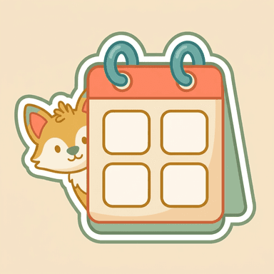 Kidi Calendar icon: a fox peeking from behind a calendar
